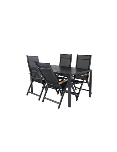 Matgrupp Break med Panama matstolar, 150 × 90 cm