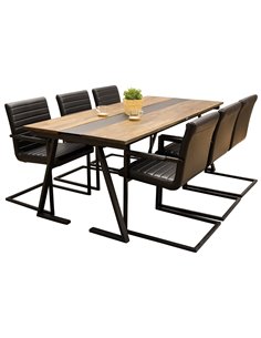 Matgrupp Jakarta med Art matstolar, 200 × 90 cm