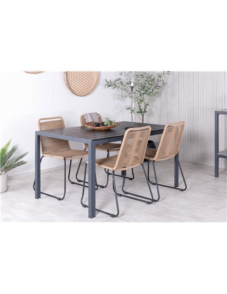 Matgrupp Break med Lindos matstolar, 150 × 90 cm