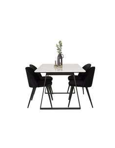 Matgrupp Estelle med Velvet matstolar, 140 × 90 cm 2