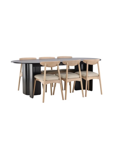 Matgrupp Tyresö med Ven matstolar, 220 × 100 cm