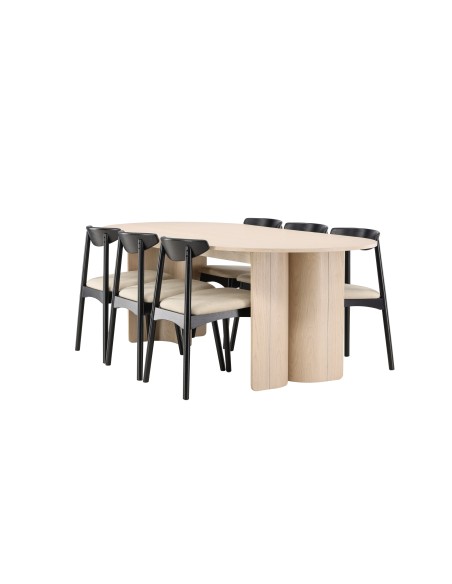 Matgrupp Tyresö med Ven matstolar, 220 × 100 cm