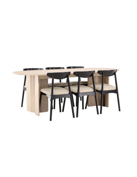 Matgrupp Tyresö med Ven matstolar, 220 × 100 cm