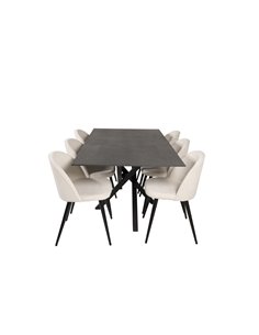 Matgrupp Piazza med Velvet matstolar, 180 × 90 cm