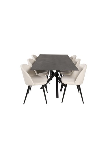 Matgrupp Piazza med Velvet matstolar, 180 × 90 cm