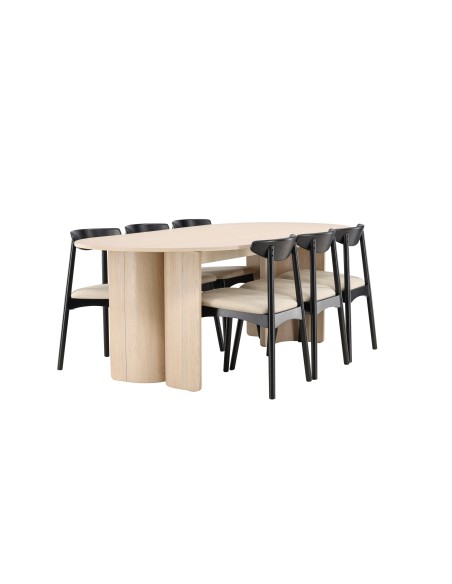 Matgrupp Tyresö med Ven matstolar, 220 × 100 cm
