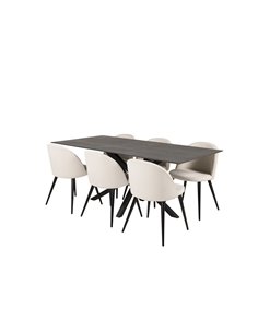 Matgrupp Piazza med Velvet matstolar, 180 × 90 cm 2