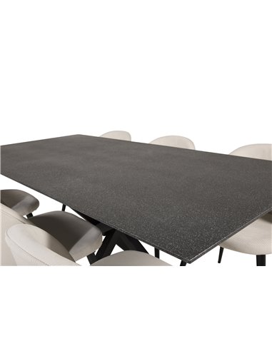 Matgrupp Piazza med Velvet matstolar, 180 × 90 cm
