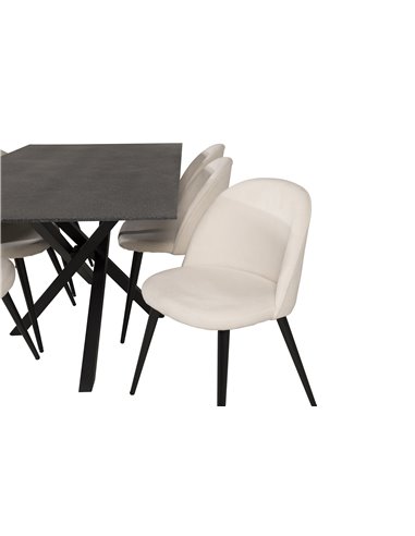 Matgrupp Piazza med Velvet matstolar, 180 × 90 cm