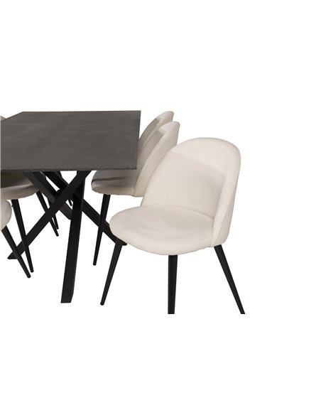 Matgrupp Piazza med Velvet matstolar, 180 × 90 cm