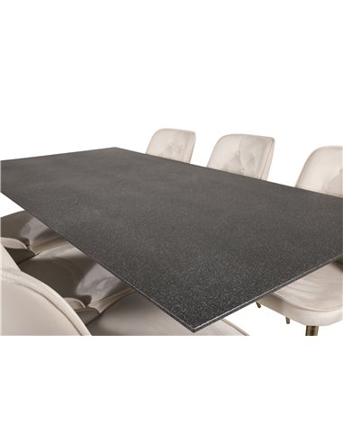 Matgrupp Piazza med Velvet Deluxe matstolar, 180 × 90 cm
