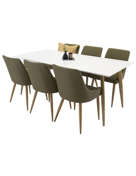 Matgrupp Polar med Plaza matstolar, 180 × 90 cm