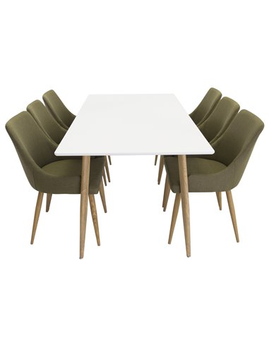 Matgrupp Polar med Plaza matstolar, 180 × 90 cm