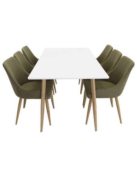 Matgrupp Polar med Plaza matstolar, 180 × 90 cm