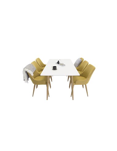 Matgrupp Polar med Plaza matstolar, 180 × 90 cm
