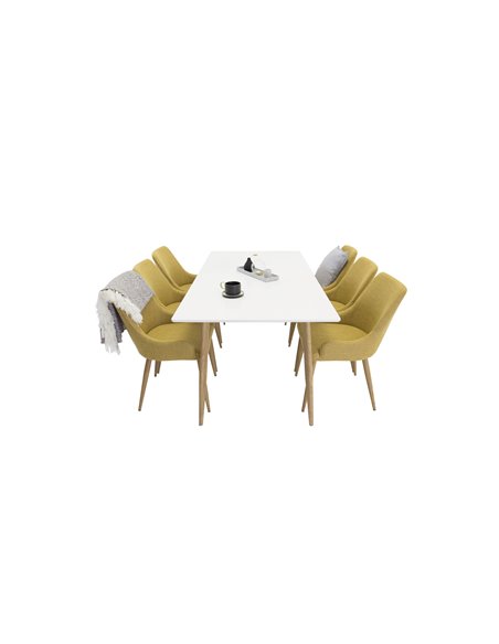 Matgrupp Polar med Plaza matstolar, 180 × 90 cm