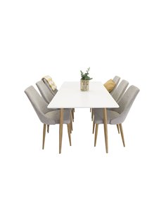 Matgrupp Polar med Leone matstolar, 180 × 90 cm