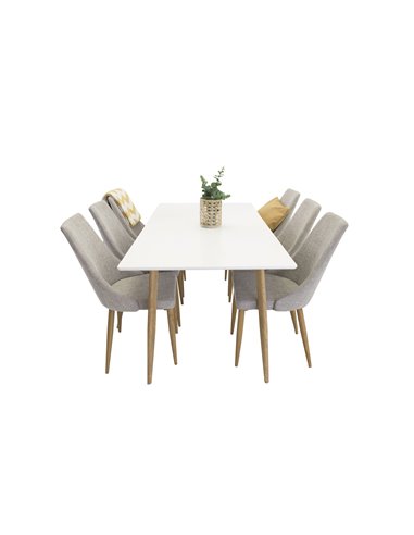 Matgrupp Polar med Leone matstolar, 180 × 90 cm