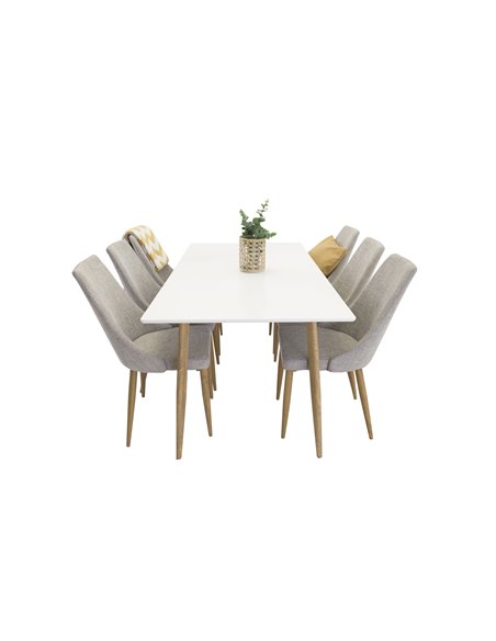 Matgrupp Polar med Leone matstolar, 180 × 90 cm