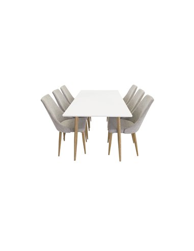 Matgrupp Polar med Leone matstolar, 180 × 90 cm