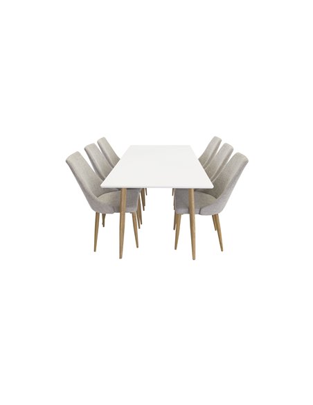 Matgrupp Polar med Leone matstolar, 180 × 90 cm