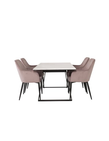 Matgrupp Estelle med Comfort matstolar, 140 × 90 cm