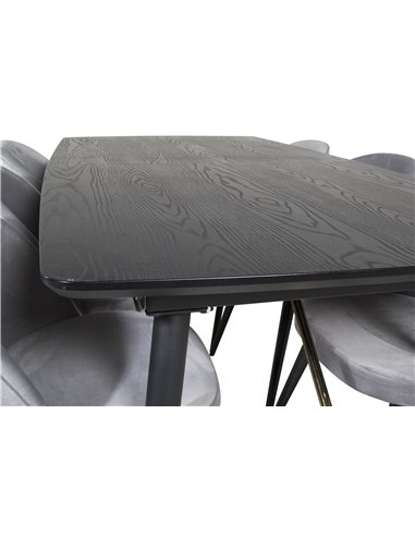 Matgrupp Gold med Velvet matstolar, 180 × 85 cm