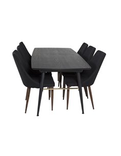 Matgrupp Gold med Leone matstolar, 180 × 85 cm