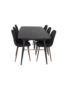 Matgrupp Gold med Polar matstolar, 180 × 85 cm