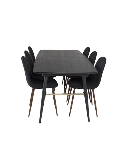 Matgrupp Gold med Polar matstolar, 180 × 85 cm