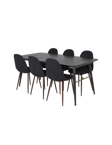 Matgrupp Gold med Polar matstolar, 180 × 85 cm