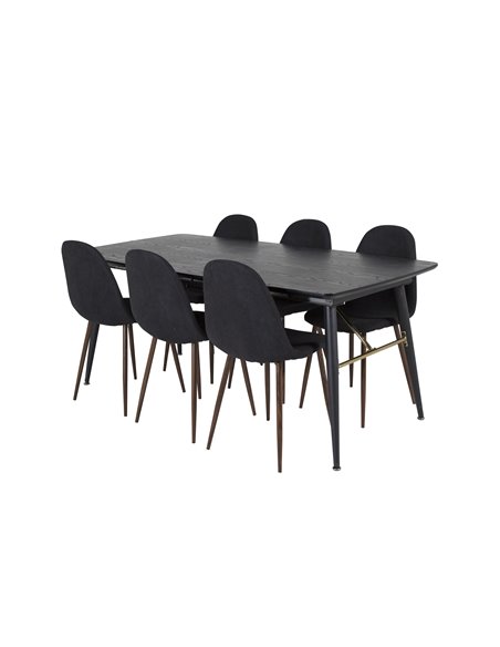 Matgrupp Gold med Polar matstolar, 180 × 85 cm
