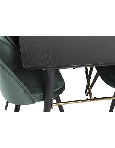 Matgrupp Gold med Velvet matstolar, 180 × 85 cm