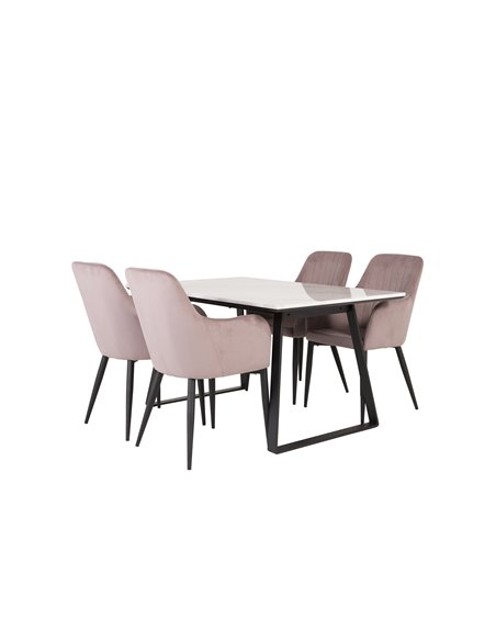 Matgrupp Estelle med Comfort matstolar, 140 × 90 cm