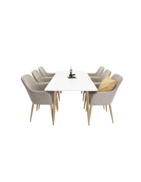 Matgrupp Polar med Comfort matstolar, 180 × 90 cm