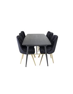 Matgrupp Gold med Velvet Deluxe matstolar, 180 × 85 cm