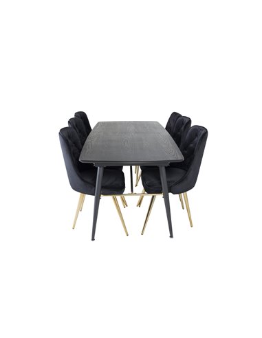 Matgrupp Gold med Velvet Deluxe matstolar, 180 × 85 cm