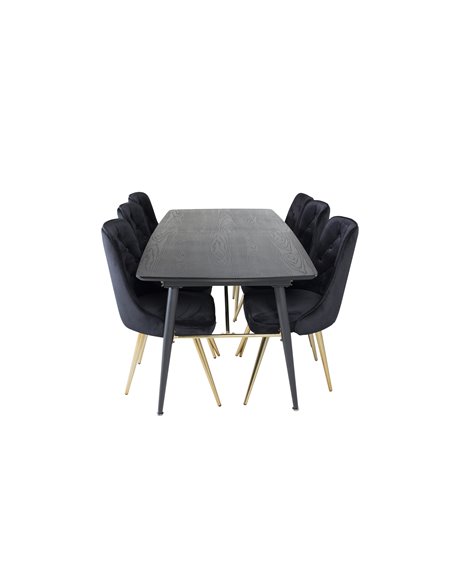 Matgrupp Gold med Velvet Deluxe matstolar, 180 × 85 cm