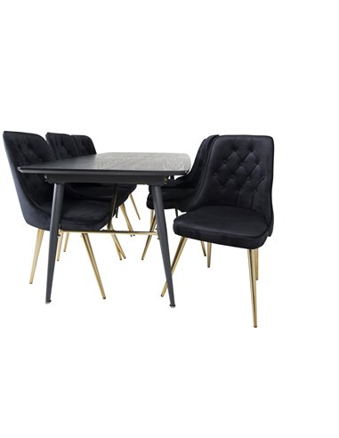 Matgrupp Gold med Velvet Deluxe matstolar, 180 × 85 cm