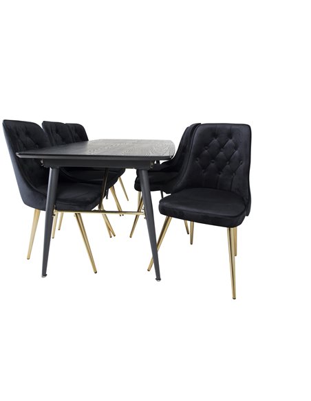 Matgrupp Gold med Velvet Deluxe matstolar, 180 × 85 cm