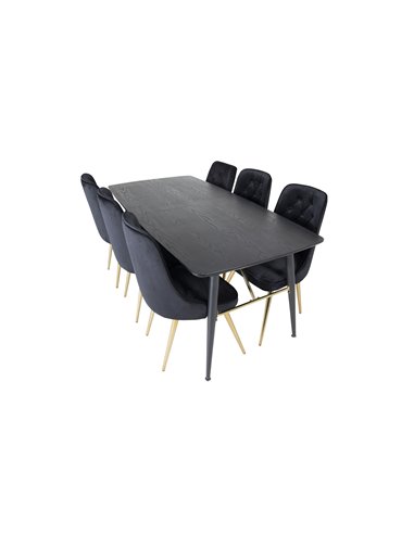 Matgrupp Gold med Velvet Deluxe matstolar, 180 × 85 cm