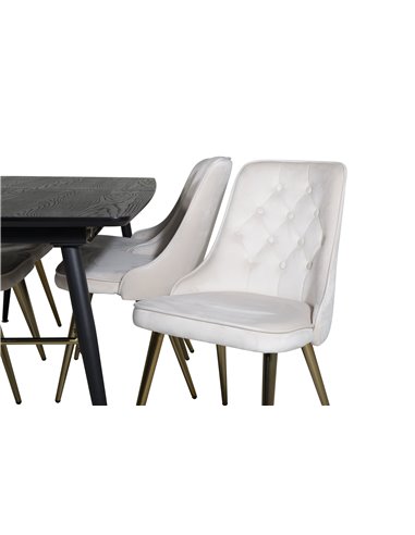Matgrupp Gold med Velvet Deluxe matstolar, 180 × 85 cm