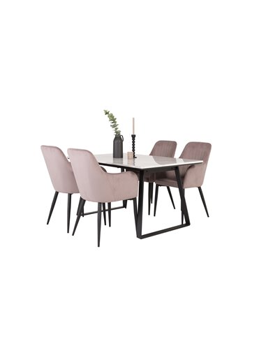 Matgrupp Estelle med Comfort matstolar, 140 × 90 cm