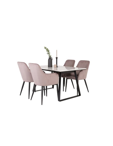 Matgrupp Estelle med Comfort matstolar, 140 × 90 cm