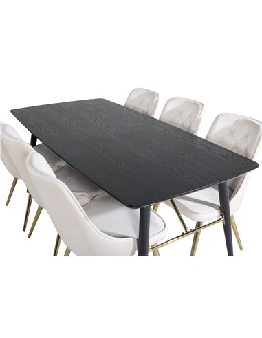 Matgrupp Gold med Velvet Deluxe matstolar, 180 × 85 cm