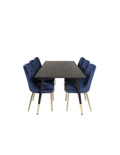 Matgrupp Dipp med Velvet Deluxe matstolar, 180 × 90 cm