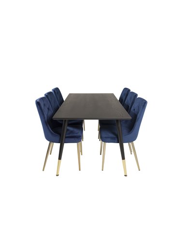 Matgrupp Dipp med Velvet Deluxe matstolar, 180 × 90 cm