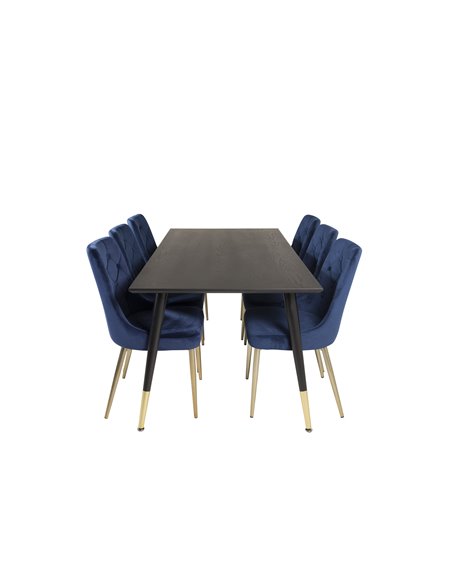 Matgrupp Dipp med Velvet Deluxe matstolar, 180 × 90 cm