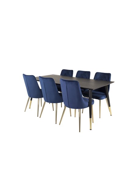Matgrupp Dipp med Velvet Deluxe matstolar, 180 × 90 cm