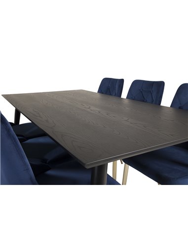 Matgrupp Dipp med Velvet Deluxe matstolar, 180 × 90 cm